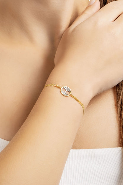 Hayat Ağacı 18 Ayar Sarı Altın Kaplama 20 Cm Gümüş Bileklik 1169774499