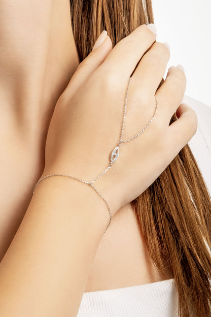 Minimal Göz 18 Ayar Beyaz Altın Kaplama 20 Cm Gümüş Şahmeran 1169800199