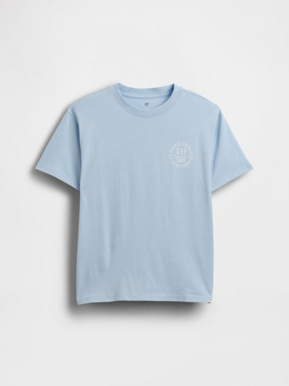 Açık Mavi Relaxed Grafik Logo T-shirt