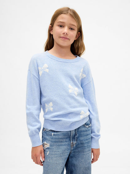 Açık Mavi Cashsoft Intarsia Crew Kazak