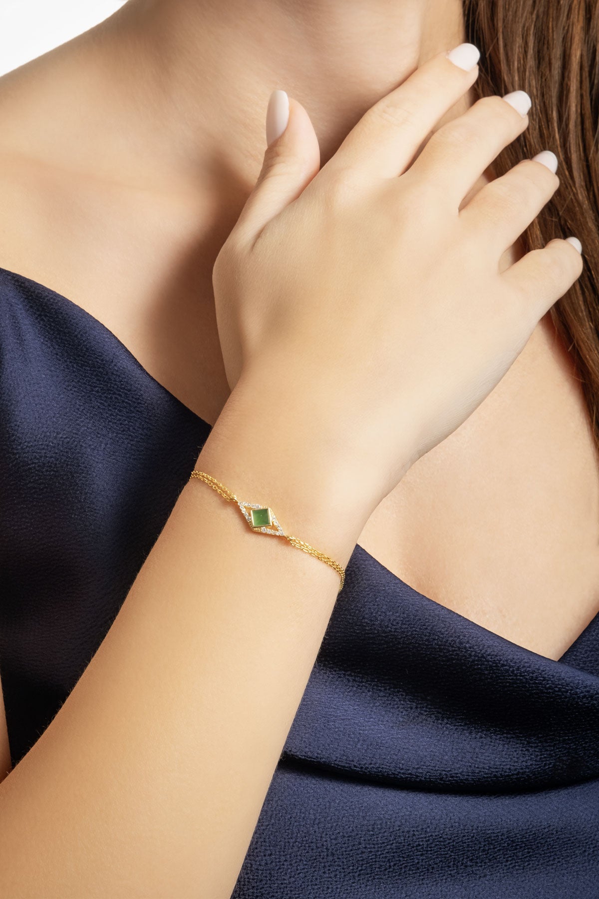 Ikonik Tasarım 18 Ayar Sarı Altın Kaplama 19 Cm Gümüş Bileklik 1170070444