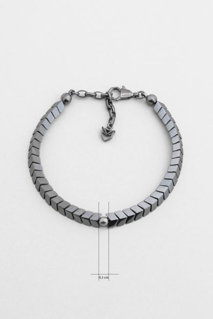 Hematit Taşlı 21 Cm Oksitli Gümüş Erkek Bileklik 1170386699