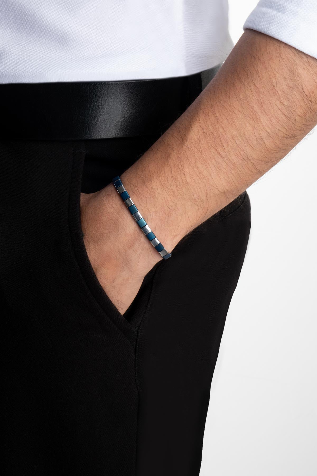 Hematit Taşlı 21 Cm Gümüş Erkek Bileklik 1170600599