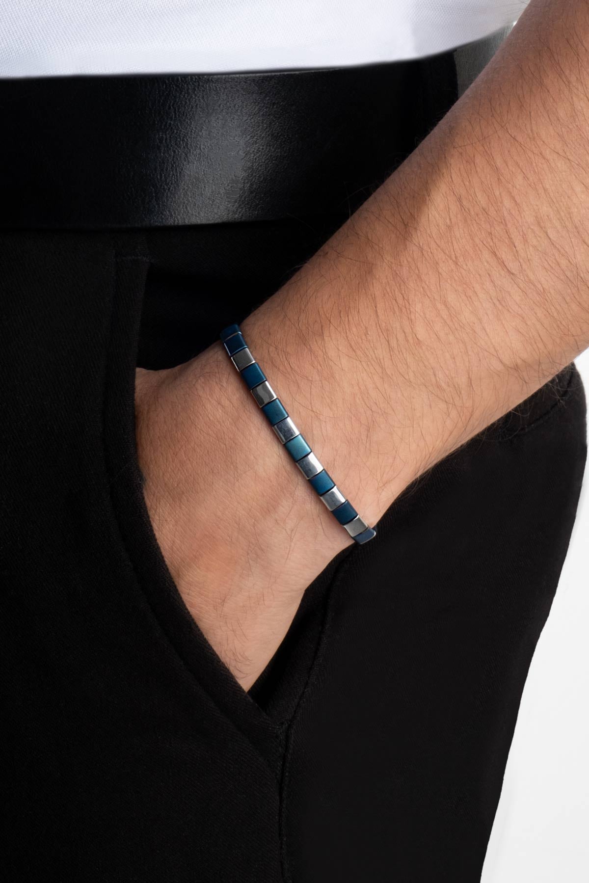 Hematit Taşlı 21 Cm Gümüş Erkek Bileklik 1170600599