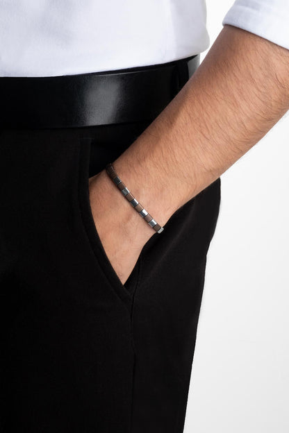 Hematit Taşlı 21 Cm Gümüş Erkek Bileklik 1170601199