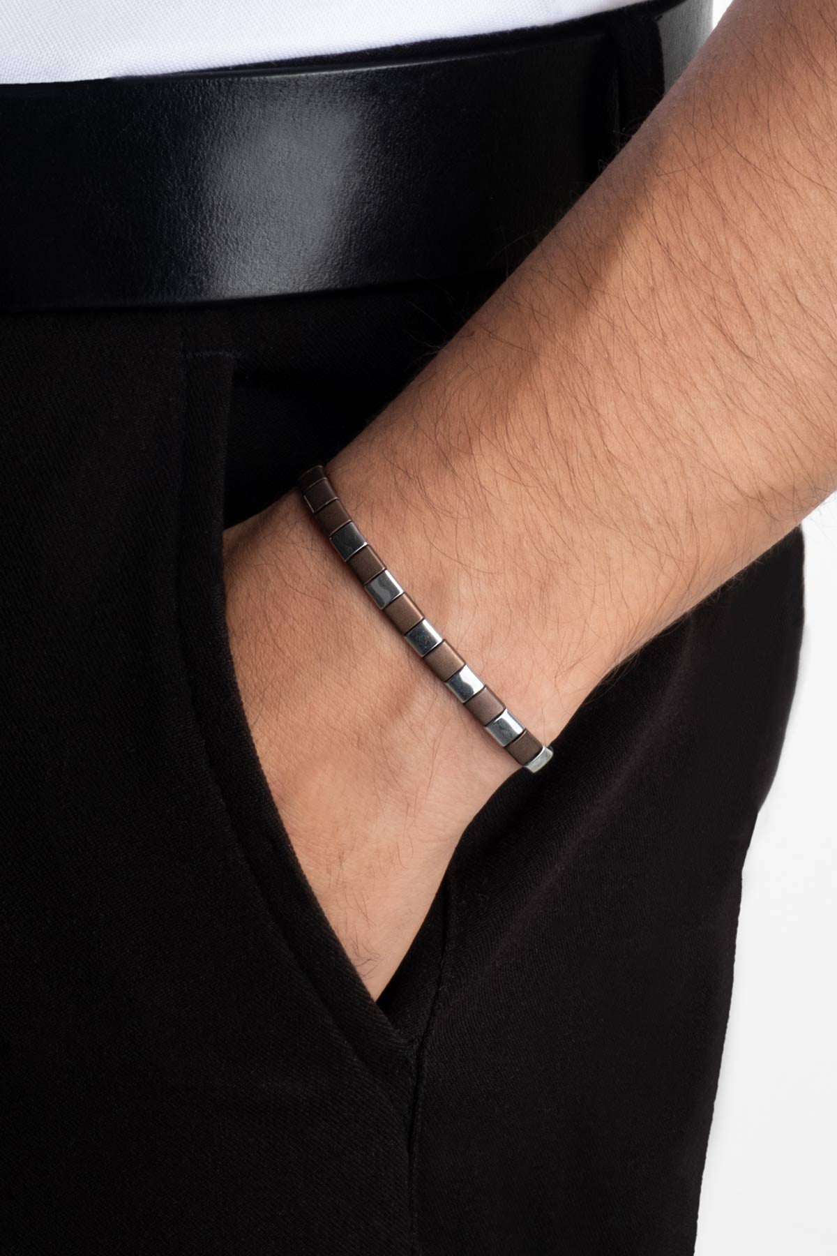 Hematit Taşlı 21 Cm Gümüş Erkek Bileklik 1170601199