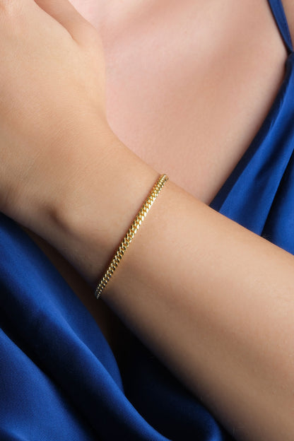 Modern 18 Ayar Sarı Altın Kaplama 18 Cm Gümüş Bileklik 1170664499