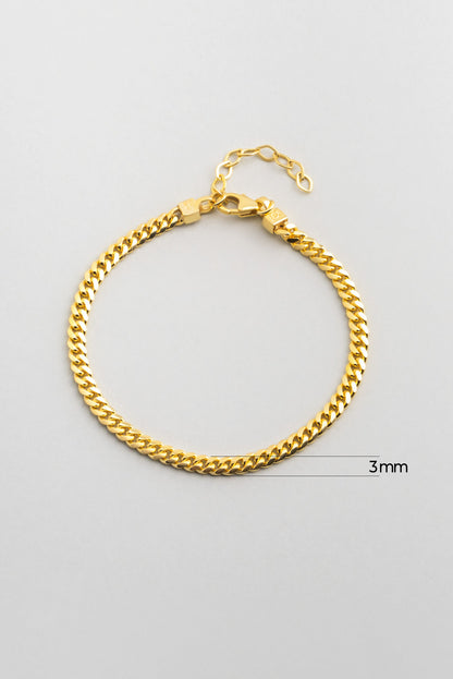 Klasik 18 Ayar Sarı Altın Kaplama 19 Cm Gümüş Gurmet Zincir Bileklik 1170674499