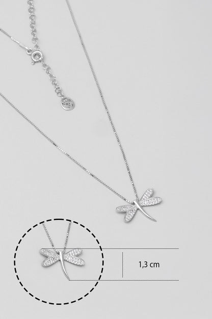 Uğurlu Yusufçuk 18 Ayar Beyaz Altın Kaplama 45 Cm Gümüş Minimal Kolye 1172620199