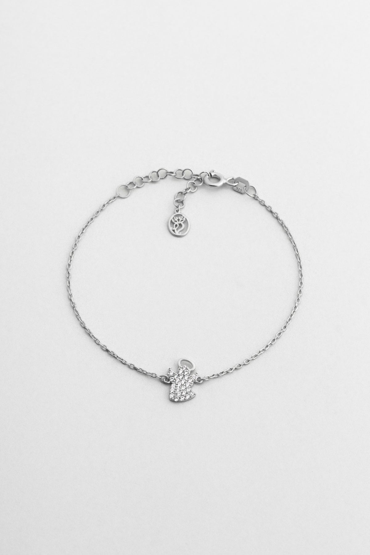 Little Angel 18 Ayar Beyaz Altın Kaplama 19 Cm Gümüş Bileklik 1174510199