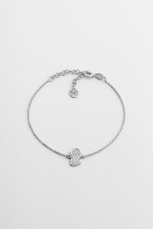 Little Angel 18 Ayar Beyaz Altın Kaplama 19 Cm Gümüş Bileklik 1174510199