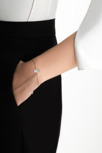 Little Angel 18 Ayar Beyaz Altın Kaplama 19 Cm Gümüş Bileklik 1174510199