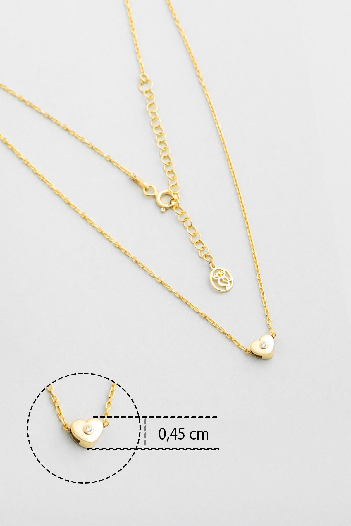 Little Love 18 Ayar Sarı Altın Kaplama 42 Cm Gümüş Kolye 1174520144