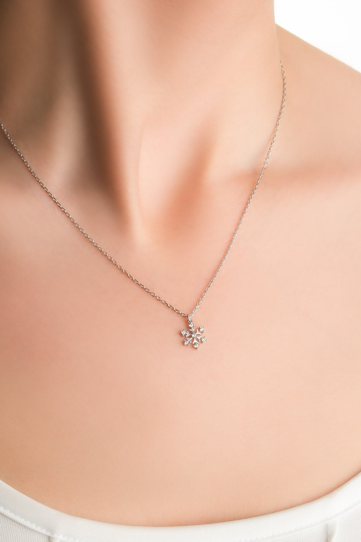 Elsa 18 Ayar Beyaz Altın Kaplama 45 Cm Gümüş Minimal Kolye 1174560199