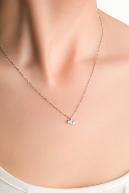 Kayıp Balık 18 Ayar Beyaz Altın Kaplama 45 Cm Gümüş Kolye 1174580199