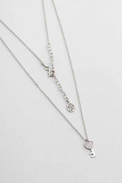 Aşk Anahtarı 18 Ayar Beyaz Altın Kaplama 45 Cm Gümüş Kolye 1174640199