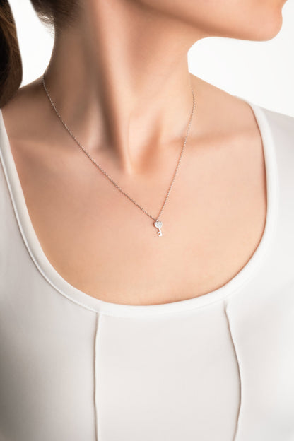 Aşk Anahtarı 18 Ayar Beyaz Altın Kaplama 45 Cm Gümüş Kolye 1174640199