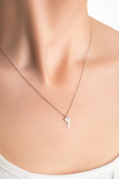 Aşk Anahtarı 18 Ayar Beyaz Altın Kaplama 45 Cm Gümüş Kolye 1174640199
