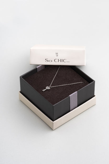 Aşk Anahtarı 18 Ayar Beyaz Altın Kaplama 45 Cm Gümüş Kolye 1174640199