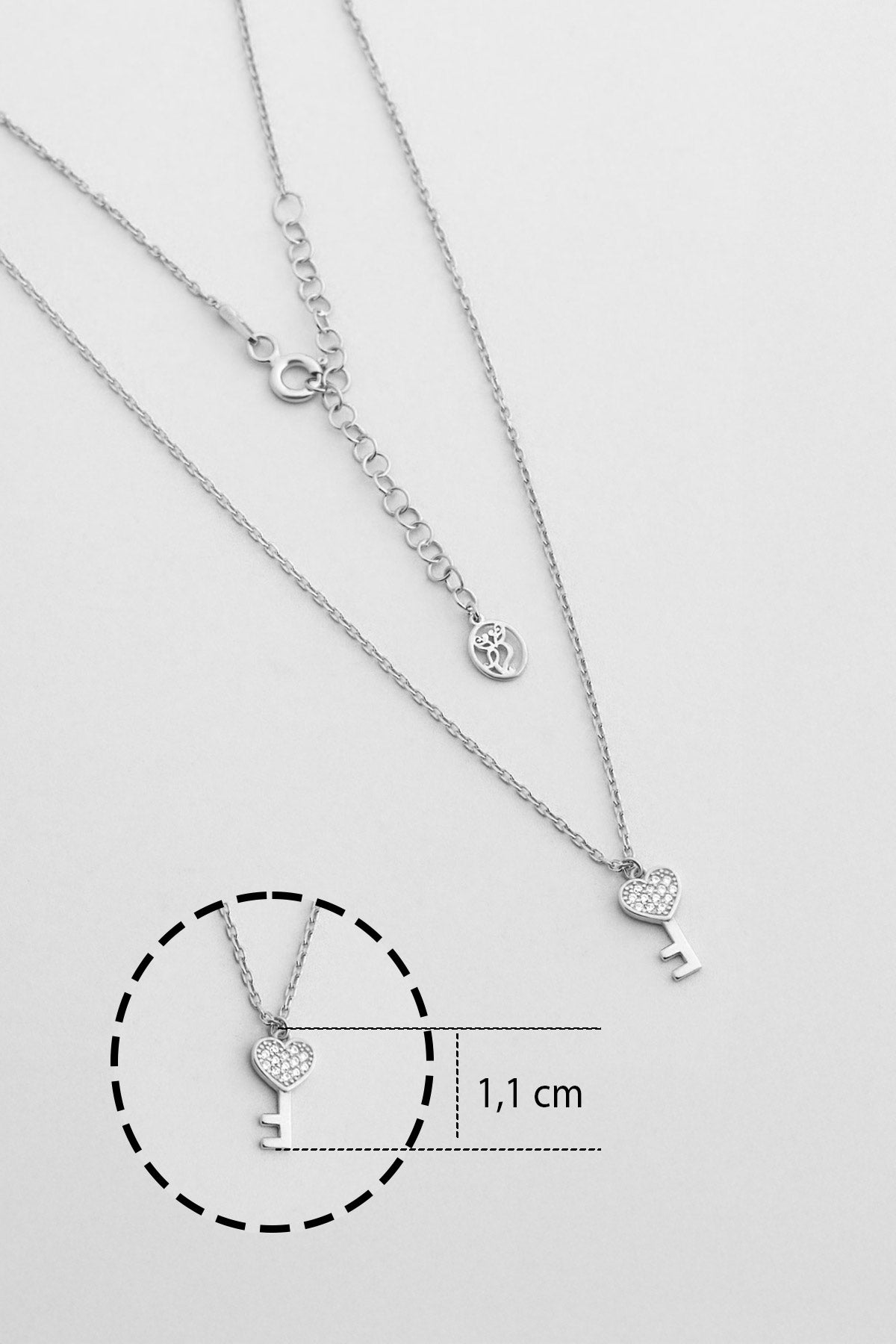Aşk Anahtarı 18 Ayar Beyaz Altın Kaplama 45 Cm Gümüş Kolye 1174640199
