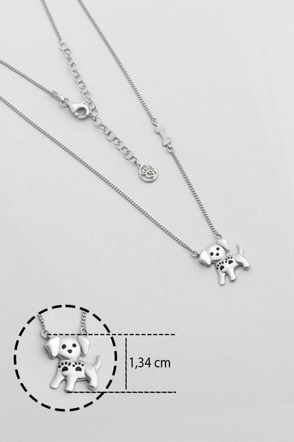 Little Dog 18 Ayar Beyaz Altın Kaplama 48 Cm Gümüş Kolye 1174725599