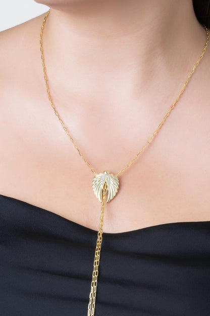 Melek Kanadı 18 Ayar Sarı Altın Kaplama 60 Cm Gümüş Y Kolye 1177270144