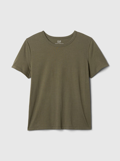 Haki Organik Pamuk Vintage T-shirt