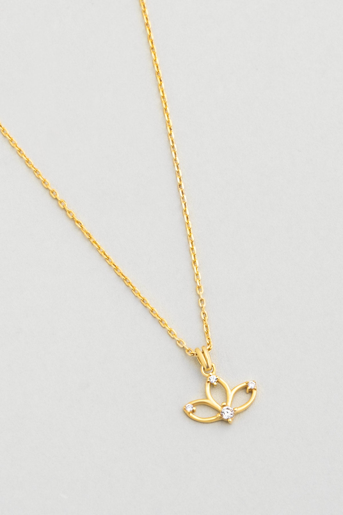 Lotus Çiçeği 18 Ayar Sarı Altın Kaplama 44 Cm Gümüş Kolye 1180380144
