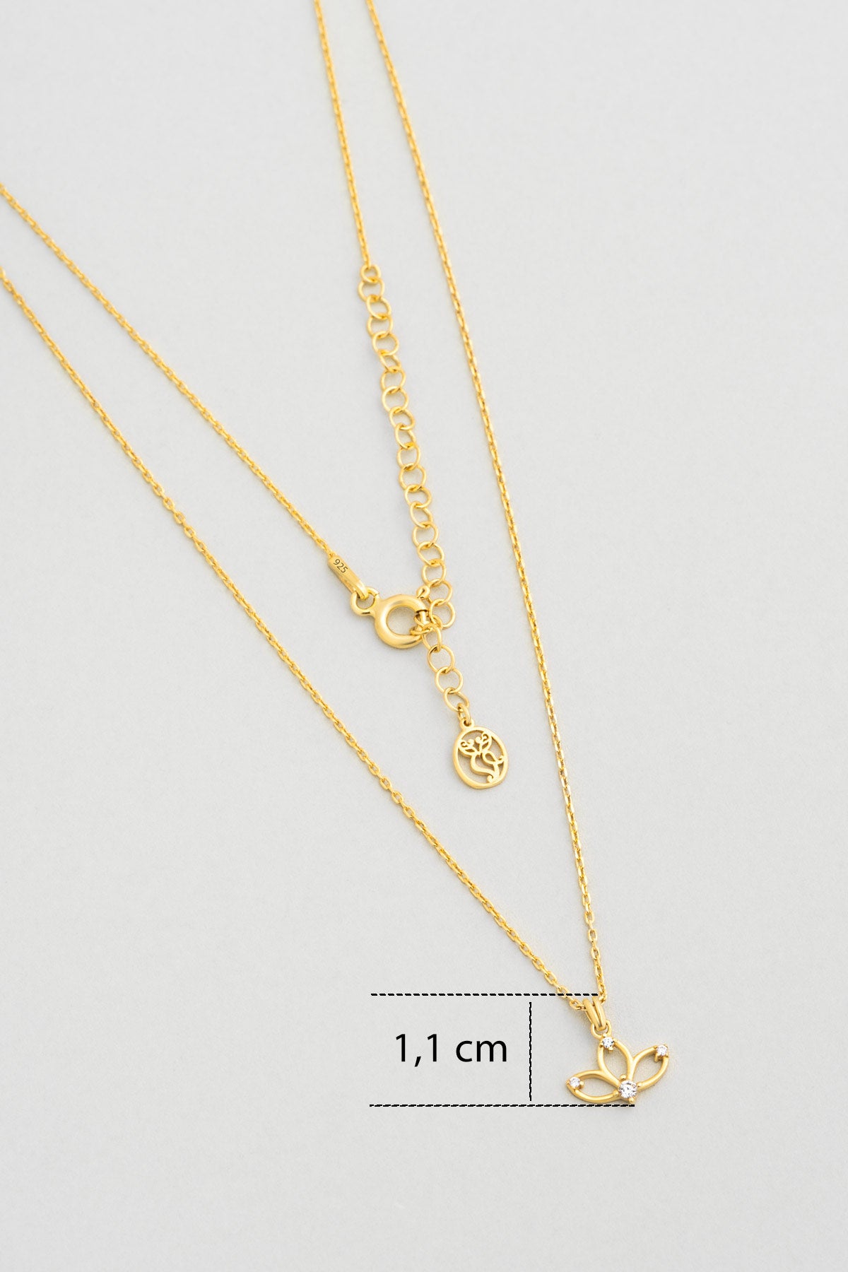 Lotus Çiçeği 18 Ayar Sarı Altın Kaplama 44 Cm Gümüş Kolye 1180380144