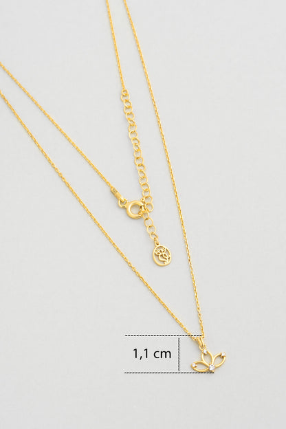 Lotus Çiçeği 18 Ayar Sarı Altın Kaplama 44 Cm Gümüş Kolye 1180380144