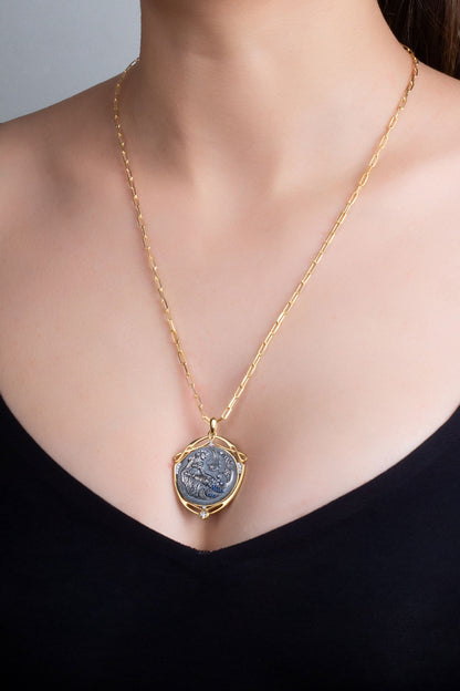Demeter 18 Ayar Sarı Altın Kaplama 60 Cm Gümüş Madalyon Kolye 1180484499