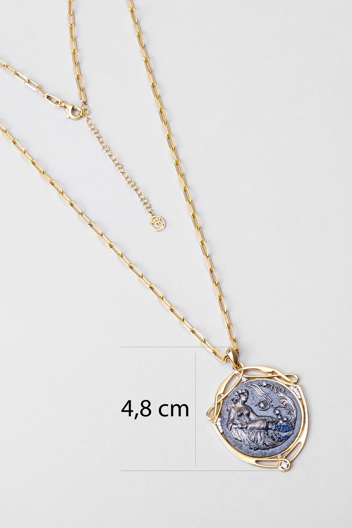 Demeter 18 Ayar Sarı Altın Kaplama 60 Cm Gümüş Madalyon Kolye 1180484499