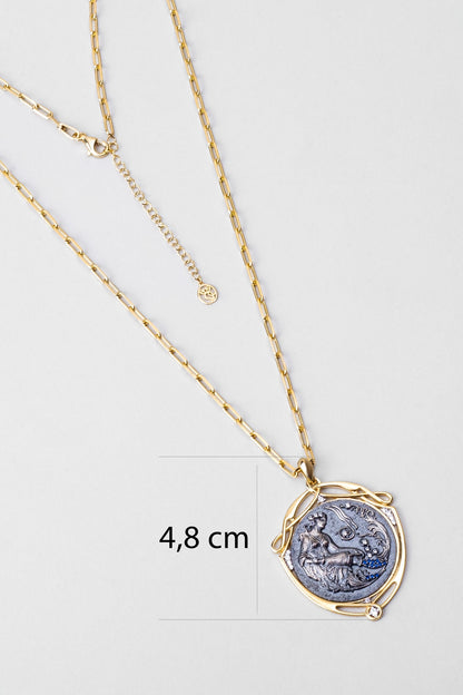 Demeter 18 Ayar Sarı Altın Kaplama 60 Cm Gümüş Madalyon Kolye 1180484499