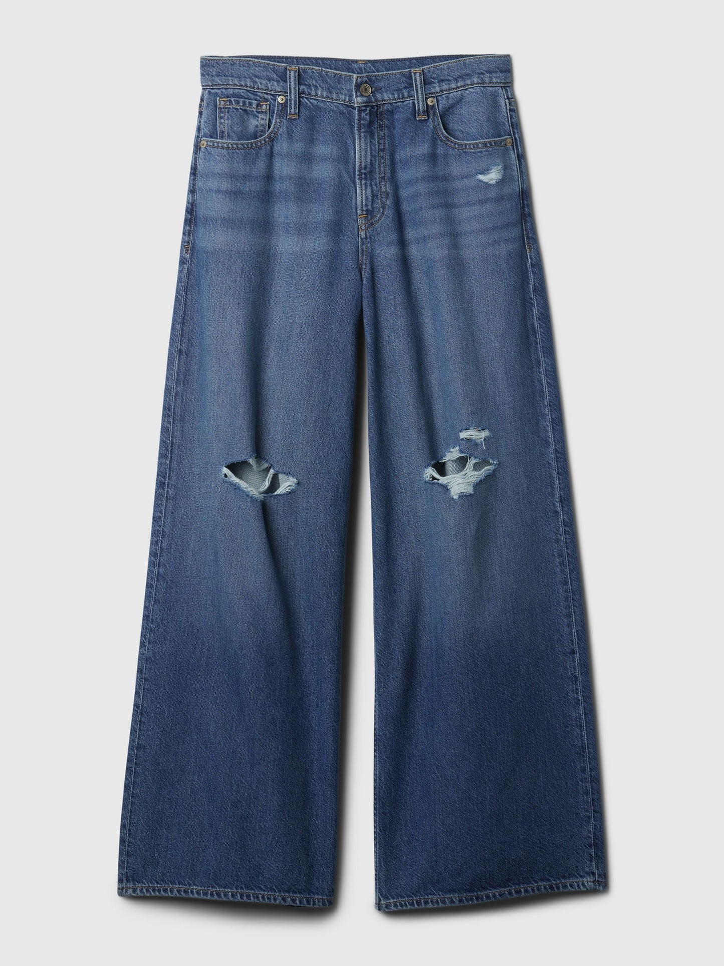 Koyu Mavi Mid Rise Ultrasoft Baggy Jean Pantolon