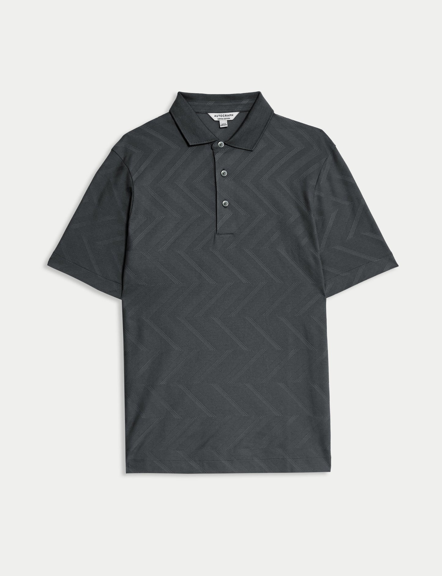 Saf Pamuk Geometrik Desenli Polo Üst