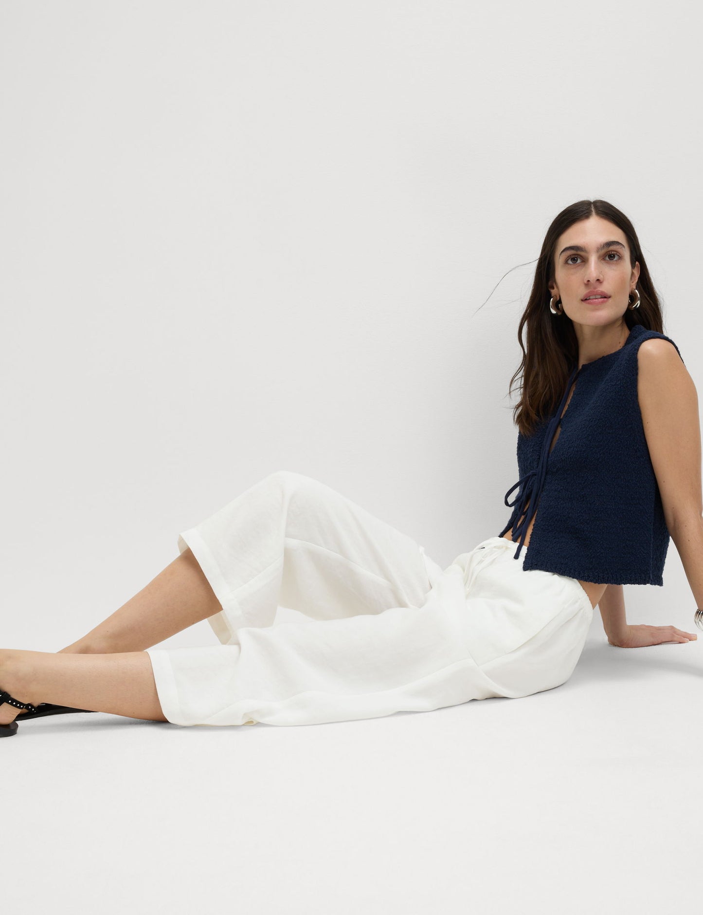 Lyocell Wide Leg Crop Pantolon