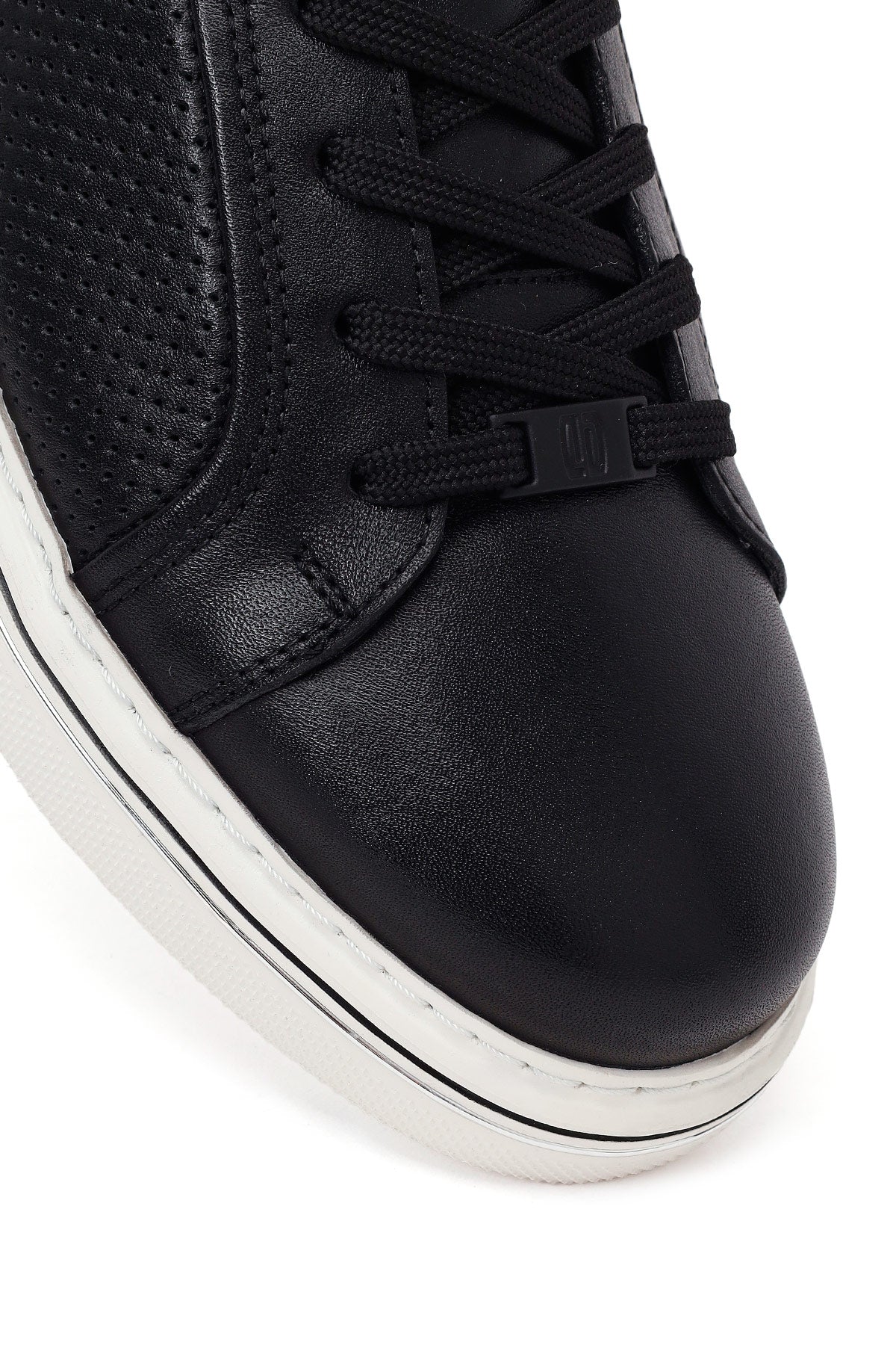 Erkek Siyah Bağcıklı Deri Sneaker