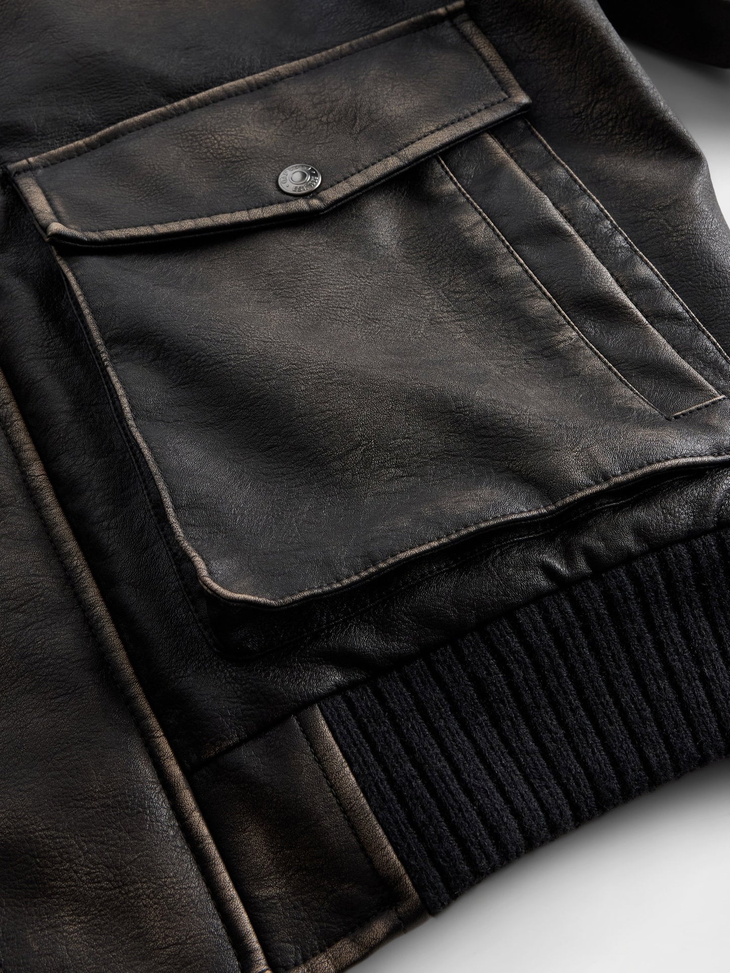 Siyah Recycled Vegan Deri Bomber Ceket