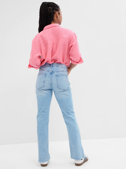 Açık Mavi Mid Rise Destructed 90s Loose Washwell™ Jean Pantolon