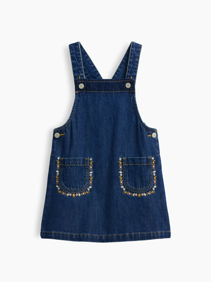 Mavi Işlemeli Denim Tulum