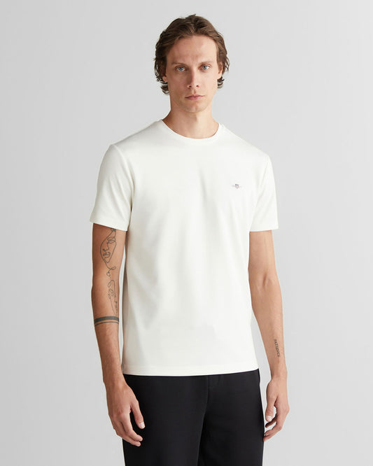 Gant Erkek Beyaz Regular Fit Bisiklet Yaka T-shirt