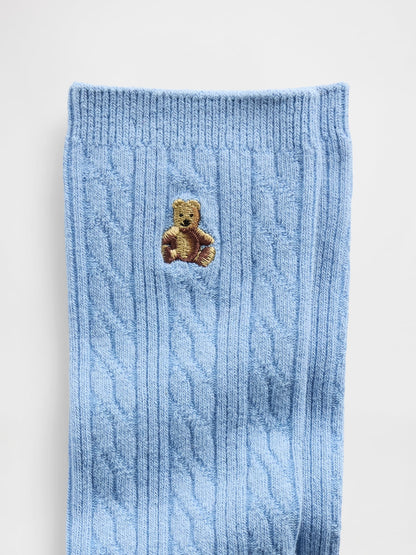 Açık Mavi Brannan Bear Cable-knit Crew Çorap