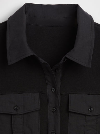 Siyah Modern Elbow-sleeve Utility T-shirt