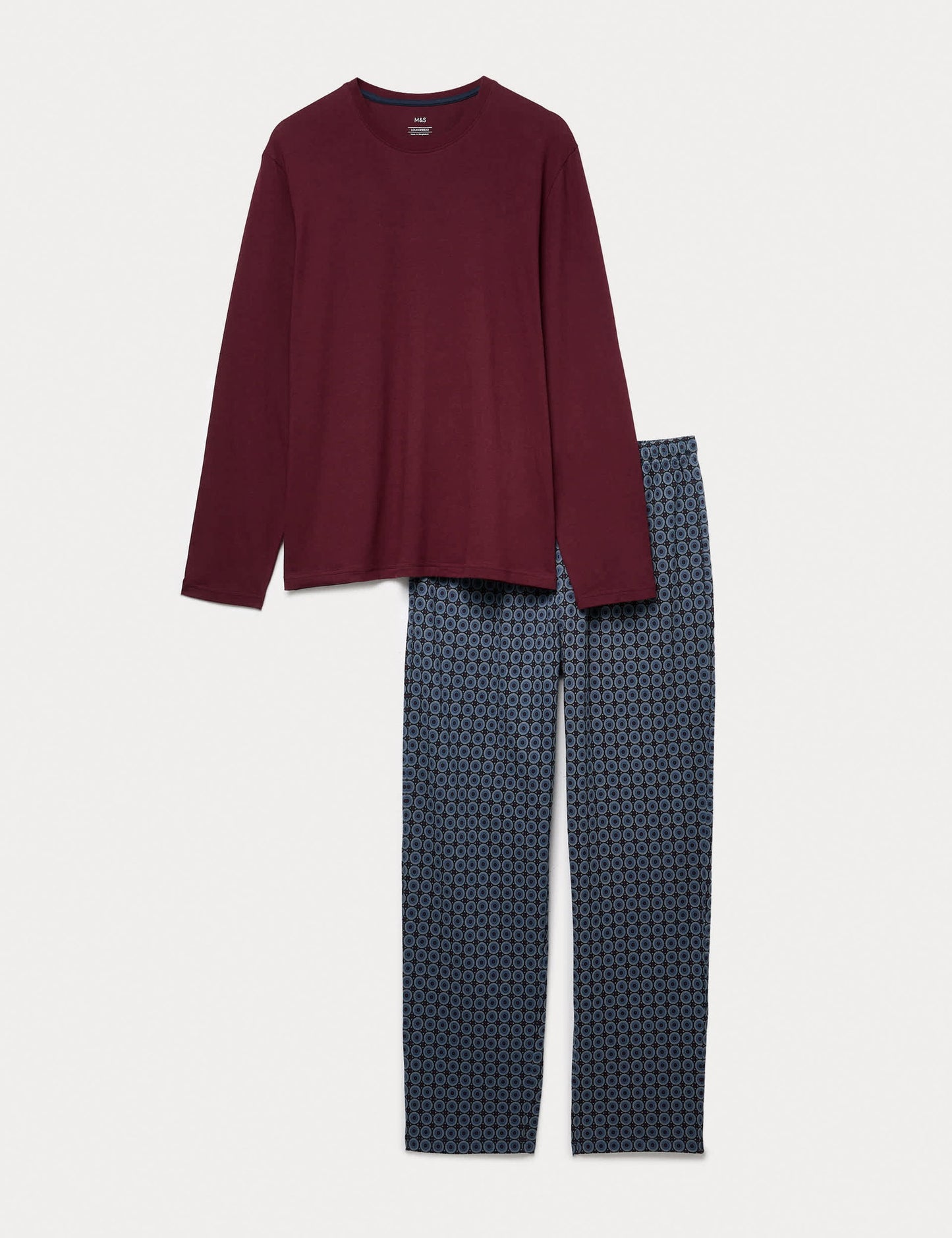 Saf Pamuklu Geometrik Desenli Pijama Takımı