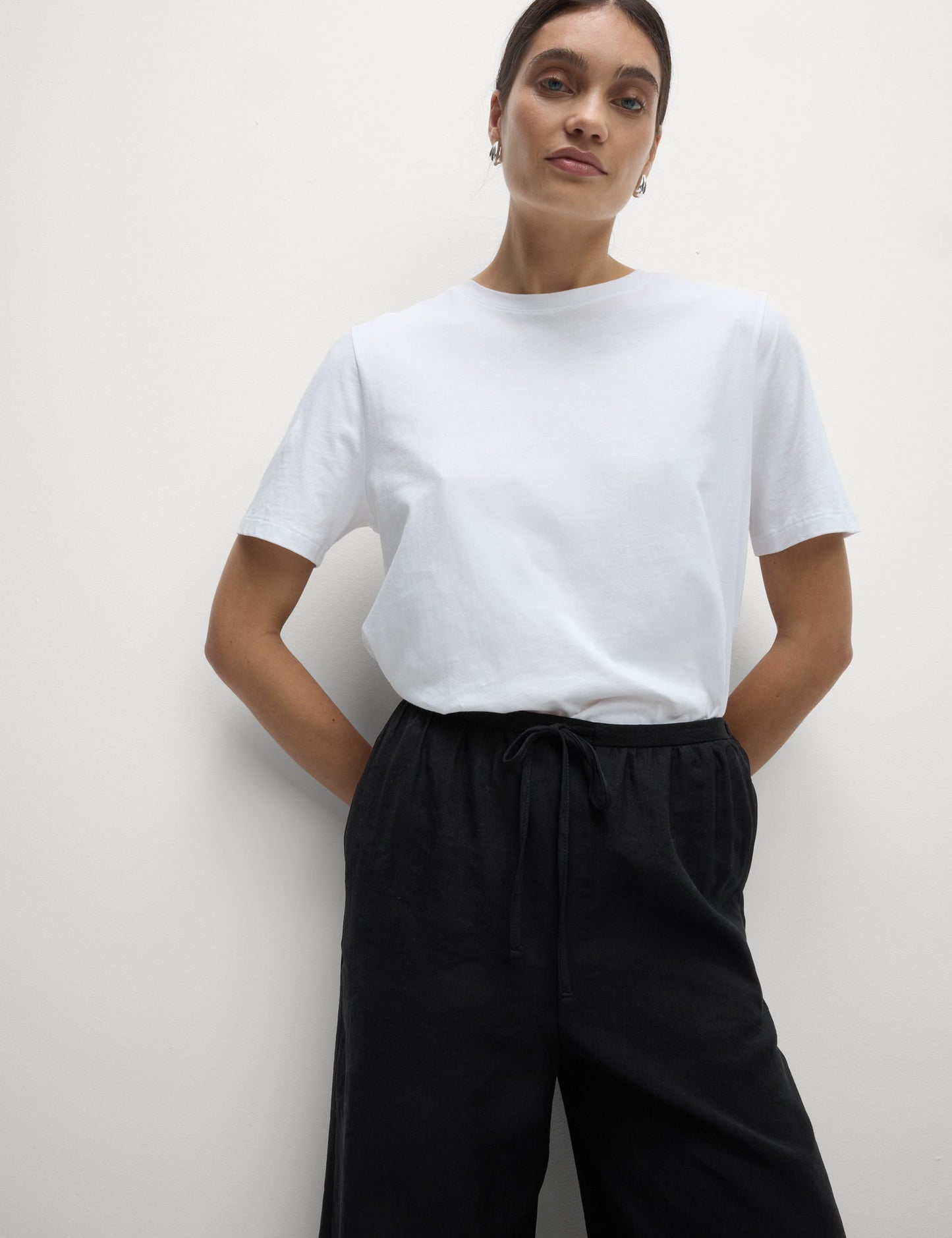 Lyocell Wide Leg Crop Pantolon