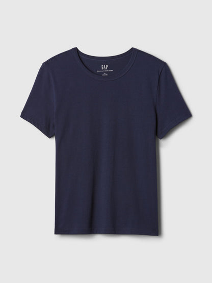 Lacivert %100 Pamuk Vintagesoft Bisiklet Yaka T-shirt