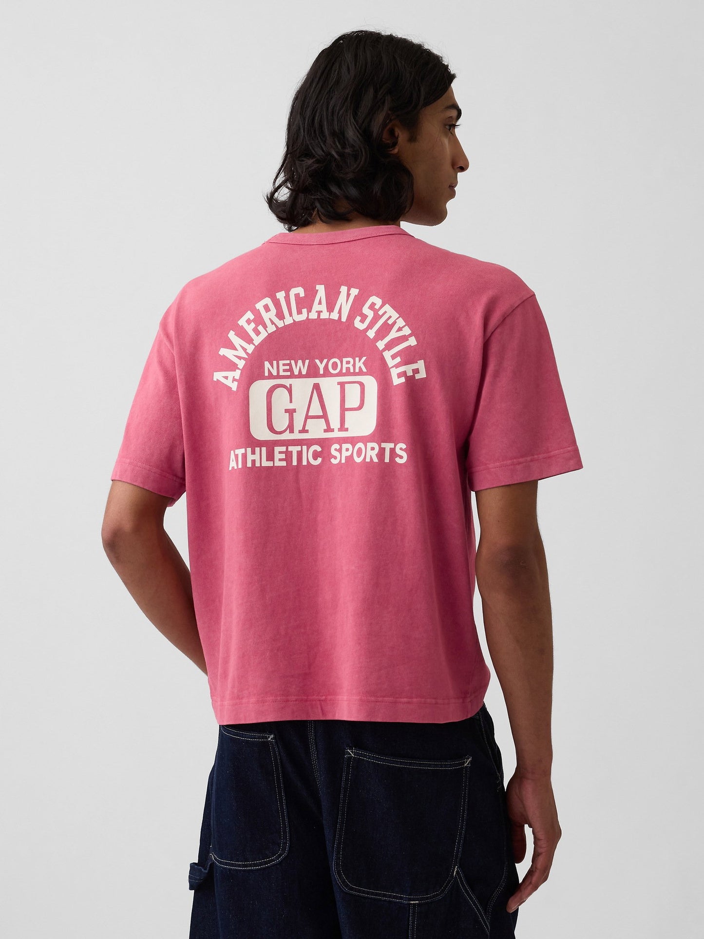 Açık Kırmızı Heavyweight Gap Logo Relaxed Crop T-shirt