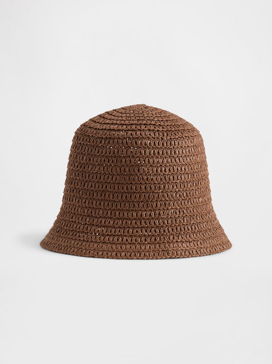 Kahverengi Straw Bucket Şapka
