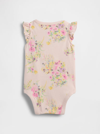 Pembe First Favorites Organik Pamuk Flutter-sleeve Bodysuit