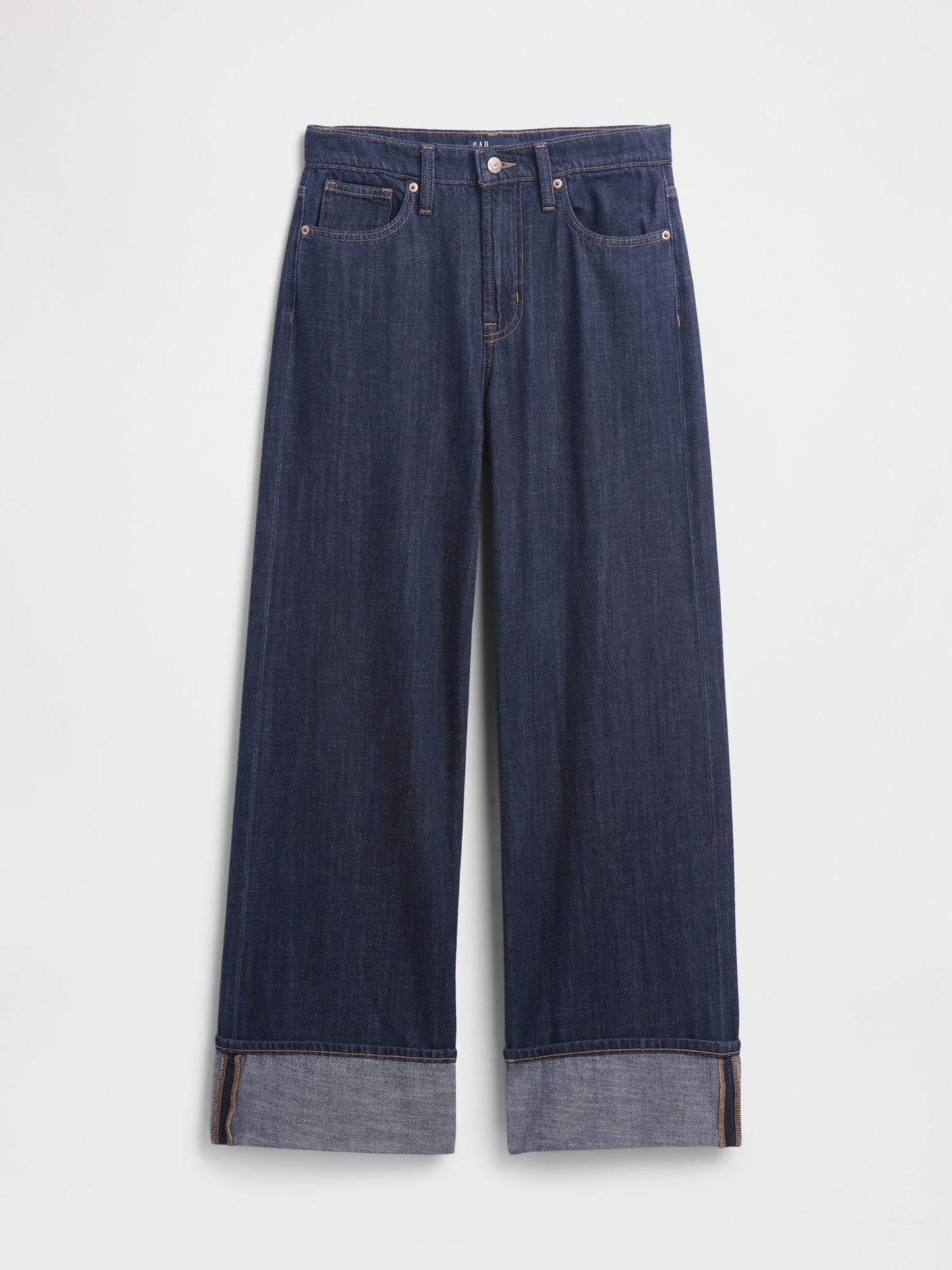 Koyu Mavi High Rise Wide-leg Jean Pantolon